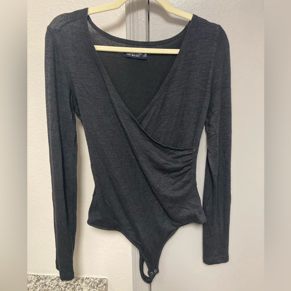 Abercrombie & Fitch Long-Sleeve Soft & Cozy Wrap Bodysuit